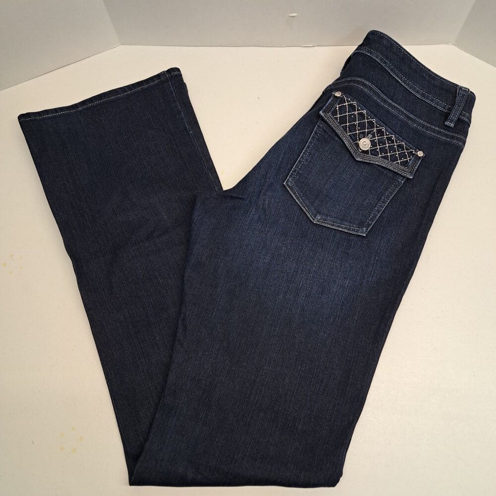 White House Black Market Jeans Women's 12L Dark Denim Blanc Boot Leg